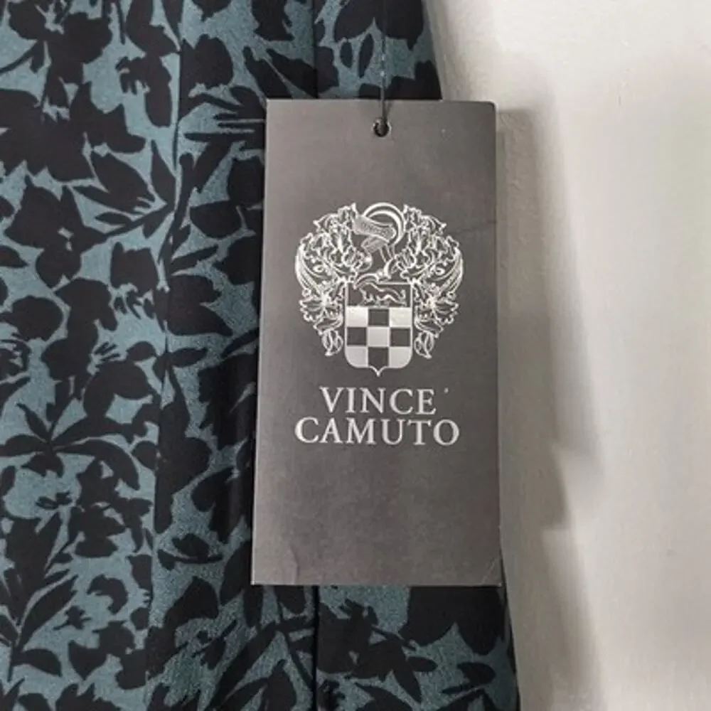 Vince Camuto Womens SZ 14 Green Black Floral Pencil Skirt Orange Trim Lined NWT